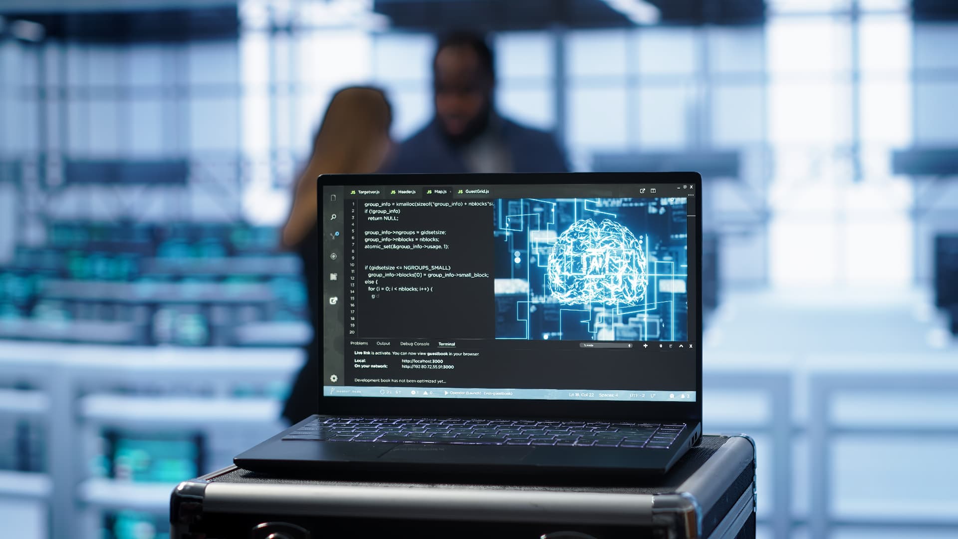 Notebook mit Code und KI-Visualisierung im Server-Hub